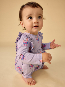 Ruffle Shoulder Baby Romper - Bow Tie Cats
