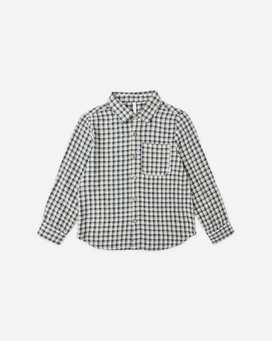 Collared Long Sleeve Shirt Navy Check