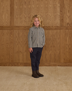 Collared Long Sleeve Shirt Navy Check
