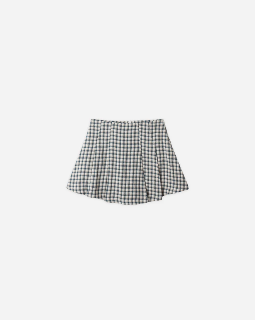 Pleated Mini Skirt Navy Check