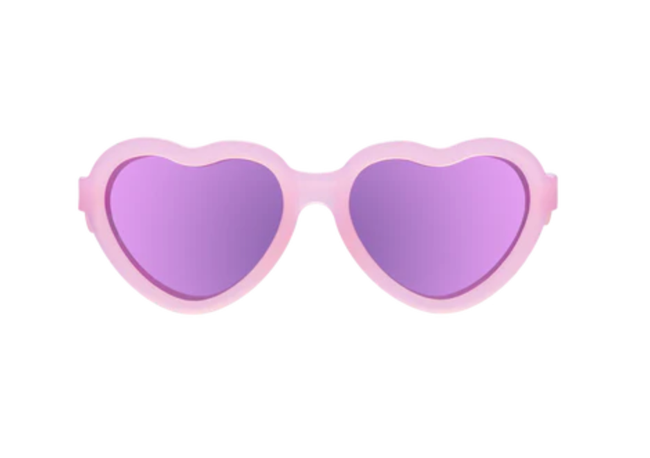 Frosted Pink Heart Sunglasses With Mirrored Lens