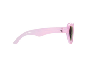 Frosted Pink Heart Sunglasses With Mirrored Lens