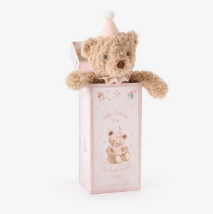 O/S Pink Birthday Bear In Gift Box