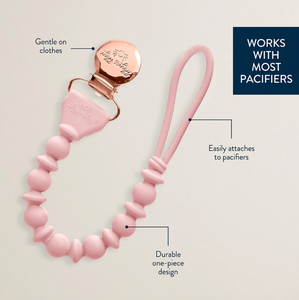 Sweetie Strap Silicone One-Piece Pacifier Clips Pink Beaded
