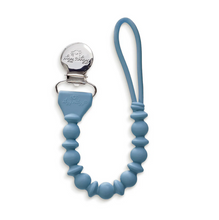 Load image into Gallery viewer, Sweetie Strap Silicone One-Piece Pacifier Clips Blue Beaded
