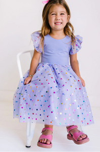 Olivia Dress In Purple Confetti