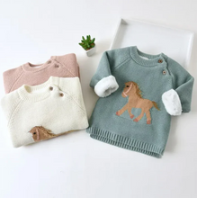 Load image into Gallery viewer, Kids Knit Horse Sweater - Teal
