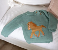 Load image into Gallery viewer, Kids Knit Horse Sweater - Teal
