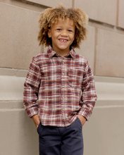 Load image into Gallery viewer, Collared Long Sleeve Shirt - Burgundy Plaid
