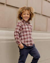 Load image into Gallery viewer, Collared Long Sleeve Shirt - Burgundy Plaid
