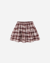 Load image into Gallery viewer, Tiered Mini Skirt - Burgundy Plaid
