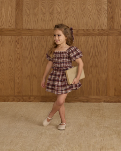 Tiered Mini Skirt - Burgundy Plaid