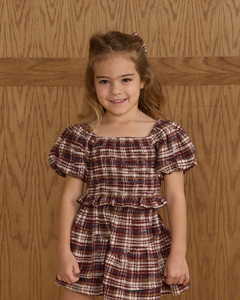 Tiered Mini Skirt - Burgundy Plaid