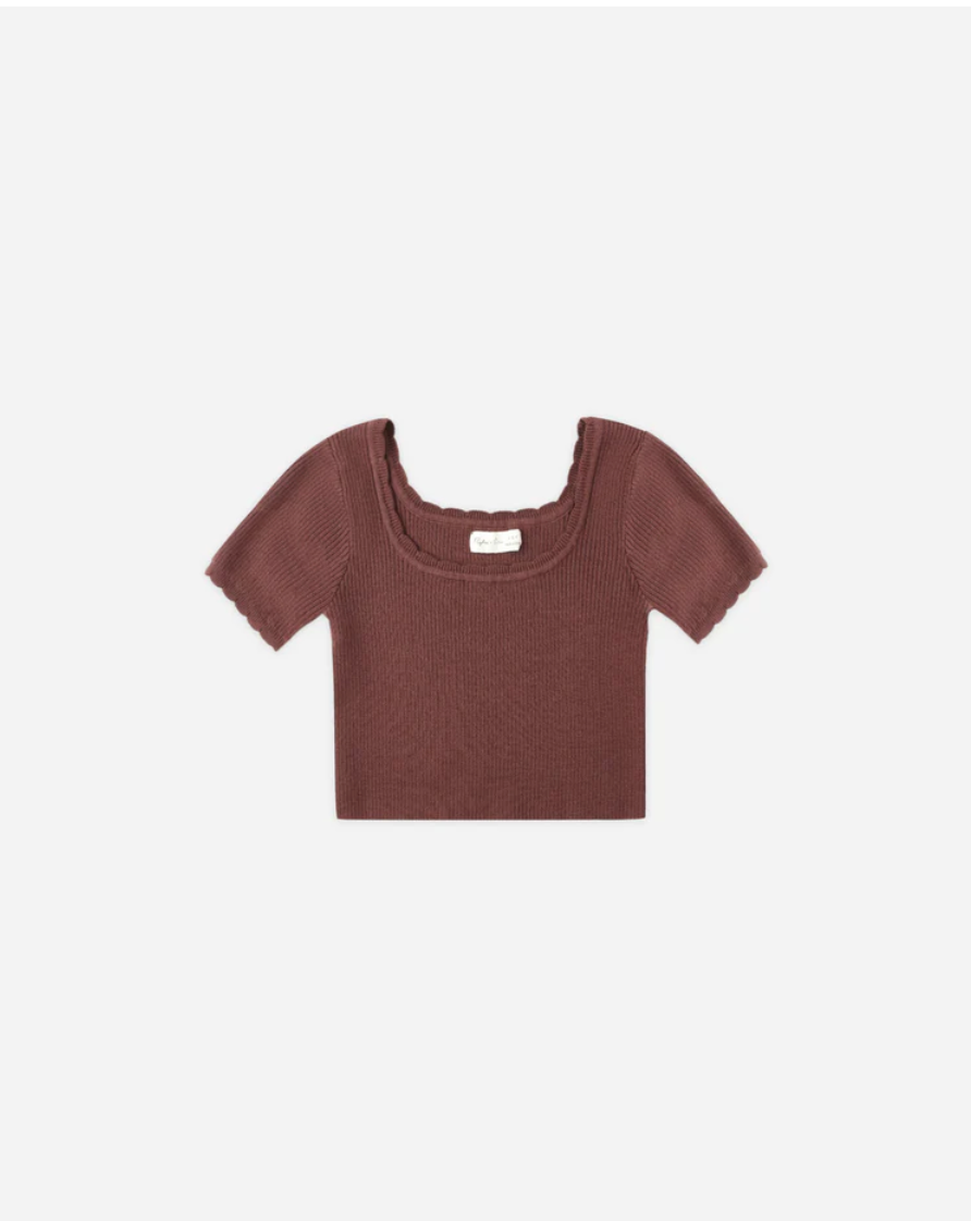 Scallop Tee - Burgundy