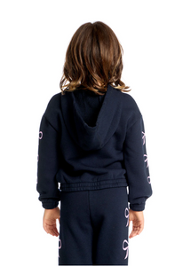 Semi Cropped Shirred Stormy Bows Hoodie Pullover