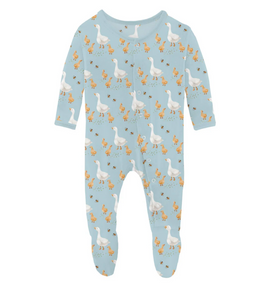 Print Footie With Snaps Spring Sky Feeding Ducks
