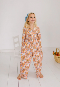 Long Sleeve Leggy Romper - Pumpkin Bouquet