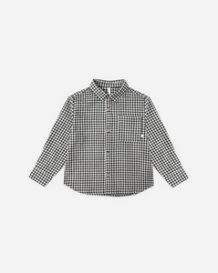 Collared Long Sleeve Shirt - Black Gingham