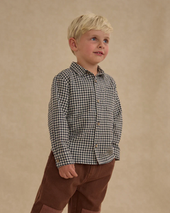 Collared Long Sleeve Shirt - Black Gingham