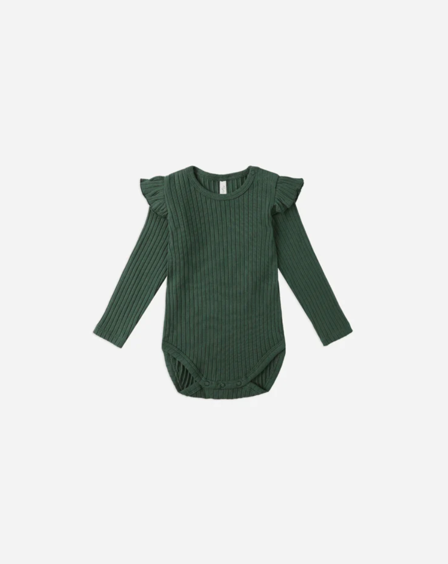 Shoulder Ruffle Bodysuit - Green