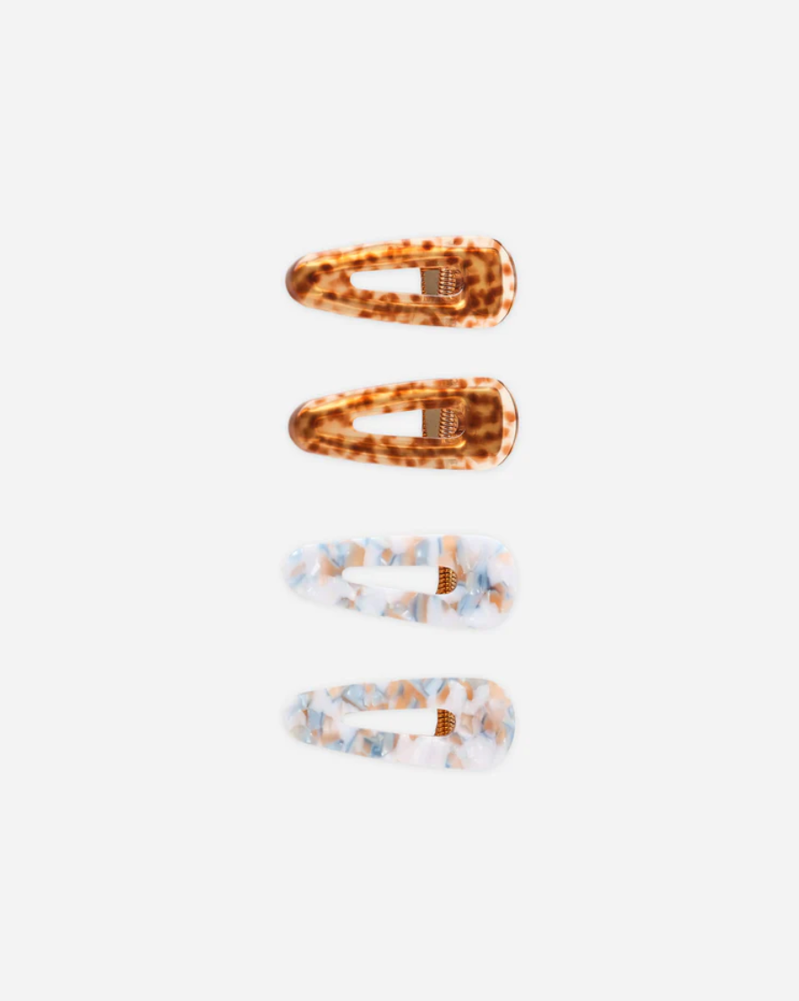 Slider Clip, Pack of 4 - Brown, Blue, Tortoise