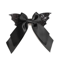 Load image into Gallery viewer, Glitter Bat Halloween Coquette Bow Clip
