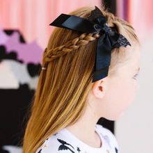 Load image into Gallery viewer, Glitter Bat Halloween Coquette Bow Clip
