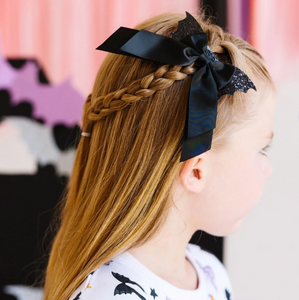 Glitter Bat Halloween Coquette Bow Clip