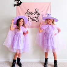 Load image into Gallery viewer, Lilac Star And Moon Halloween Short Sleeve Tutu Dress
