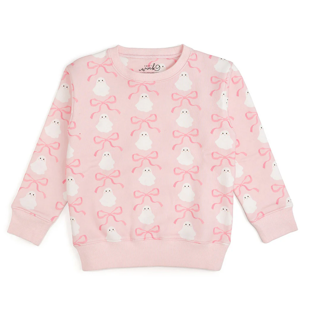 Coquette Ghost Halloween Sweatshirt Pink