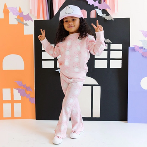 Coquette Ghost Halloween Sweatshirt Pink