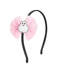 Load image into Gallery viewer, Coquette Tulle Ghost Bow Halloween Headband
