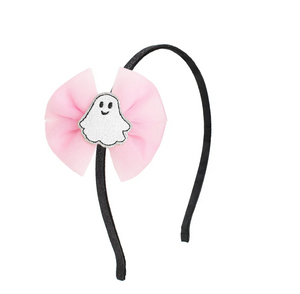 Coquette Tulle Ghost Bow Halloween Headband