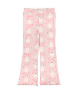 Coquette Ghost Halloween Flare Legging Pink