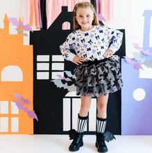 Load image into Gallery viewer, Flocked Bats Halloween Bow Tiered Tutu
