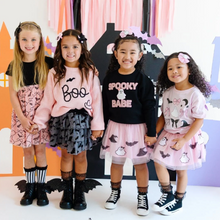 Load image into Gallery viewer, Flocked Bats Halloween Bow Tiered Tutu
