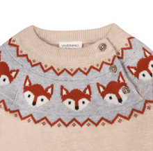Load image into Gallery viewer, Fox Jacquard Fair Isle Sweater Knit Baby Pullover Oatmeal Heather

