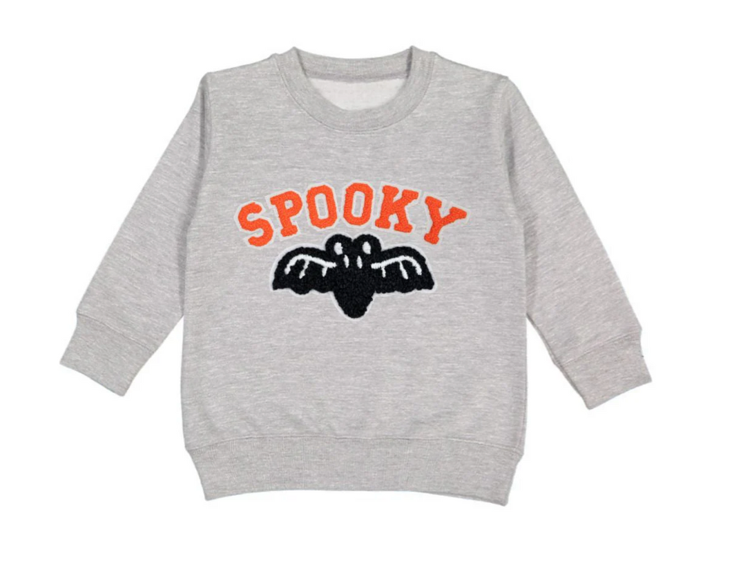 Spooky Patch Halloween Sweatshirt Gray