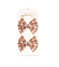 Load image into Gallery viewer, Gingham Printed Tulle Bow Clip Set
