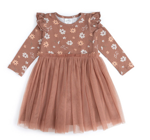 Ditsy Fall Floral Long Sleeve Tutu Dress