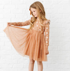 Ditsy Fall Floral Long Sleeve Tutu Dress