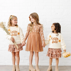 Ditsy Fall Floral Long Sleeve Tutu Dress