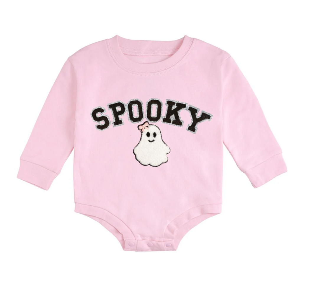 Spooky Patch Halloween Long Sleeve Romper Ballet