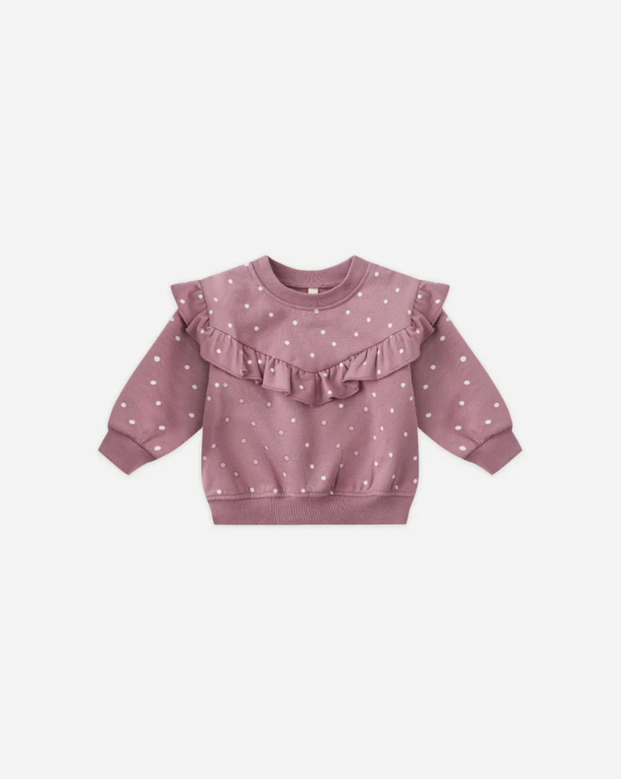 Ruffle Fleece Sweatshirt - Polka Dots
