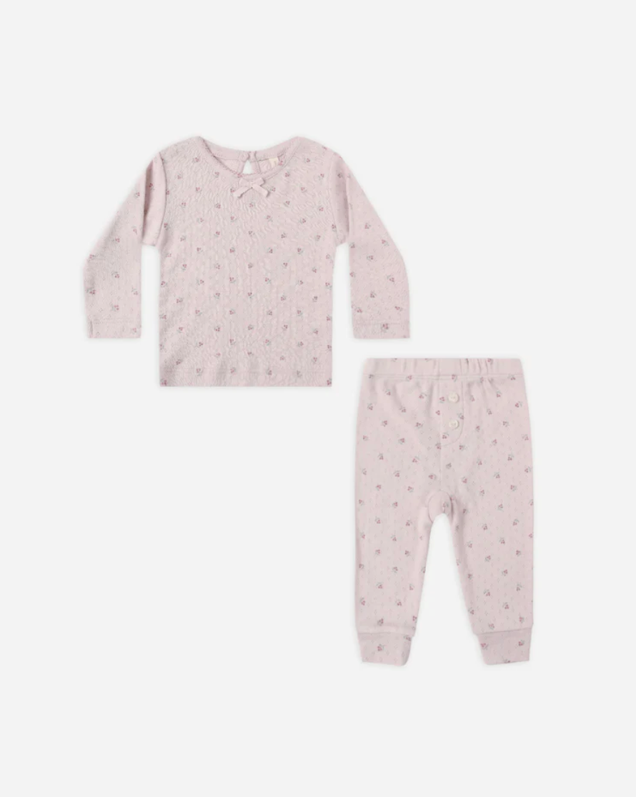 Pointelle Long Sleeve Tee + Legging Lilac Ditsy