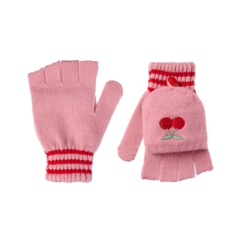 Cheerful Cherry Knitted Gloves