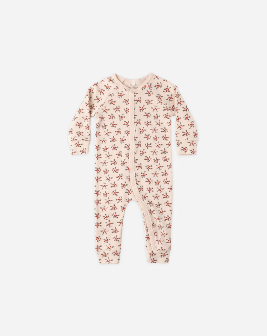 Organic Long John Pajamas - Holly Berry