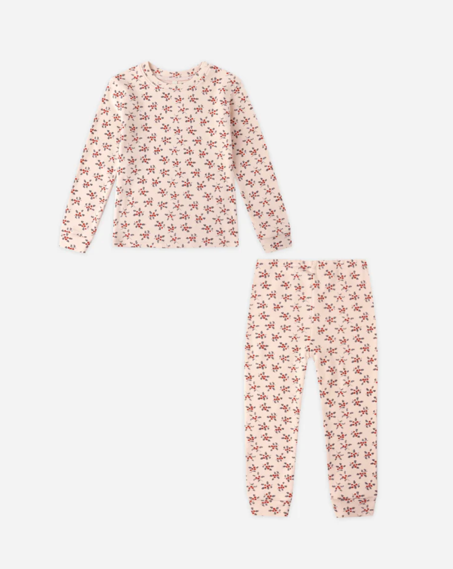 Organic Long Sleeve Pajama Set - Holly Berry