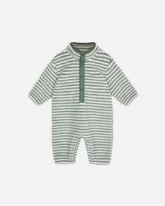 Fuzzy Winter Jumpsuit - Evergreen Stripe