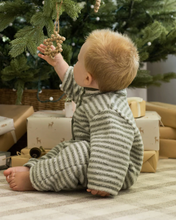 Load image into Gallery viewer, Fuzzy Winter Jumpsuit - Evergreen Stripe
